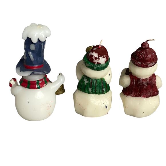 Vintage Snowman Candles Lot of 3 Paint Flaking 3D Molded Unlit Figural - Picture 4 of 13